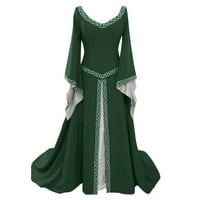 Рокли за жени Clearance Женски дълъг ръкав V-образно деколте средновековна рокля с дължина на костната рокля