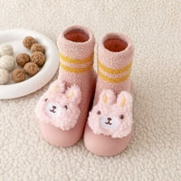 Теглене на малко дете топли обувки есен и зима удобни бебешки обувки за малко дете сладко заек мече карикатура деца памук топло, кафяво