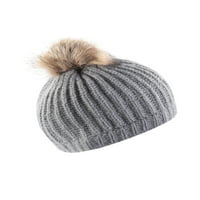 Имсладки жени зима голяма коса топка Детски Барета шапка, плътен цвят Момичета пътуване бебе плетена шапка