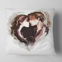 Дизайнарт двойка влюбени целуващи се - романтична възглавница за хвърляне-16х16