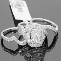 10k бяло злато карат дамски диамантен годежен пръстен сватбена лента булчински комплект