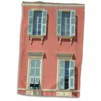 3Drose причудливи европейски затворени прозорци в Ница - на юг от Франция - розово коралово оранжево и ментово зелено синьо - кърпа, от
