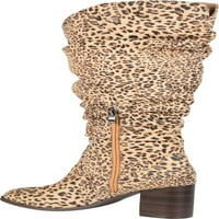 Колекция за женско пътешествие Aneil Wide Kelf Knee High Slouch Boot Leopard Fau Suede M