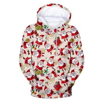 Kiplyki Clearance Hoodies for Men Небрежен коледен пуловер Флис Дигитален печат с качулка пуловер