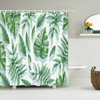 3D отпечатани зелени тропически растения душ завеси за баня водоустойчиви полиестерни листа баня завеса за баня за душ завеса баня екран