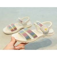 Eloshman момичета сладки отворени пръсти на летния сандал на открито лек ежедневен глезена каишка плоски сандали