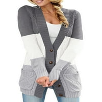 Avivid женски плетен отворен преден жилетка ежедневен бутон за външни дрехи с дълъг ръкав надолу с кокетно палто с джобове