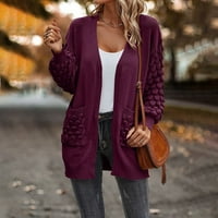 Есента на жените и зимата небрежна мода солиден цвят V-образно деколтето с плот с джоб
