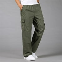 Мъжки товарни панталони Мъжки памук плюс размер джобни твърди еластични панталони на талията Общи панталони товарни панталони за мъже