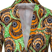 Мъжки палта африкански етнически цветен флорален стил Характерно отпечатано еднократно ежедневен костюм Daliy L Green