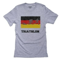 Германия олимпийски - триатлон - флаг - Силуета Мъжки сива тениска