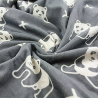 Бебешко одеяло супер меко минки с двоен слой пунктирана подложка, получаване на одеяло, сладка панда отпечатана