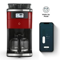 По-интелигентна марка кафе Кафемашина с Вградена мелница и по-интелигентно приложение, червено, ново