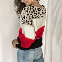Absuyy пуловери за жени Clearance v Врат пуловер Разхлабено плетене ежедневно твърд цвят пуловер с дълъг ръкав отгоре червен размер XL
