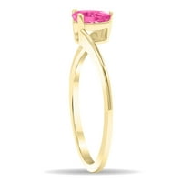 Дамски пасианс круша форма розов топаз вълна пръстен в 10к жълто злато