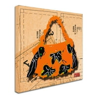 Търговска марка изобразително изкуство панделка чанта черно на оранжево платно изкуство от Родерик Стивънс