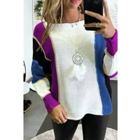 Kali_store огромни пуловери за жени дамски елегантна опаковка v пуловер с врата плетен пуловер с дълъг ръкав върхове лилави, s