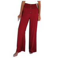 Женски широки крака палацо панталони с джобове Леки свободни прилепнали удобни ежедневни пижама панталони летни тропически плажни панталони