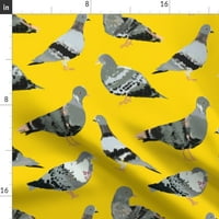 Памучна сатена покривка, 70 кръг - елегантен гълъб птици пера рисуване жълта сладка природа печат персонализиран спално бельо от масата с лъжица