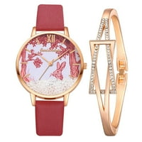 Елегантен минималистичен мода с каишка набиране жените кварцов часовник подарък часовник, Един размер