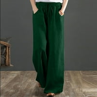 Jyeity горещ стил готино, плътно цветен еластичен разхлабени панталони направо широки крак панталони панталони панталони за жени зелен размер l