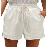 Avamo Ladies Summer Beach Shorts Ruffled Short Hot Pants Solid Color Mini Pant Lounge Bottoms Плиси бяло 2xl