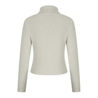 Женски пуловери пуловери с дълъг ръкав кръгла врата пуловер бял XL