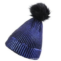 Pxiakgy шапки за жени Pinstrip топла мода uni плетен шапка щамповане цвят плътна памучна шапка синьо + един размер