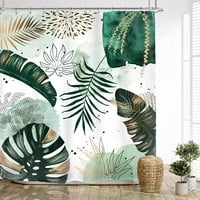 Резюме тропически лист душ завеса зелени листа модерни завеси за баня комплект бохо акварел просто минималистичен шик 72Wx72l аксесоари за баня изкуство домашен декор за тъкани куки