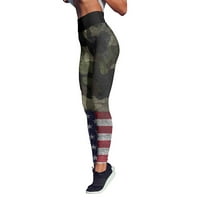 Beppter жени патриотични САЩ американски флаг персонализиран цветни гамаши кльощави панталони за йога бягащи пилати сиво m