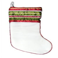 18 стилен бял Коледен чорап с райе панделка маншет тапицерия