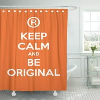 Оранжев цитат Пазете спокойствие и автентична автентичност Графична идея Марка Мотивация Душ завеса за баня завеса за баня