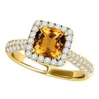 Mauli Jewels годежни пръстени за жени 0. Карат диамант и възглавница нарязани цитрони пръстени 4-Prong 10K жълто злато