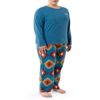 Каранглер жените & жените Плюс Дълъг ръкав отгоре и фланел пижама дъното, 2-парче комплект