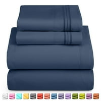 Комплект легла на Nestl, комплект от серии в дълбоки джобни чаршафи, микрофибър - Twin XL, тъмно синьо