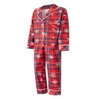 Коледна пижама за семейство - Семейна Коледа PJS съвпадащи комплекти снежинка карирани копчета за печат и панталони