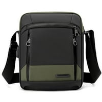 Niuer Men Mini Crossbody чанта за чанта с USB порт за зареждане, черна малка чанта за рамо, водоустойчива чанта за найлонови пратеници за телефон ipad таблет Учебна работа бизнес на открито