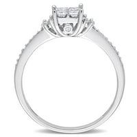 Миабела Женски карат Т. в. паралелна багета, принцеса и диамантен 14-каратов годежен пръстен от бяло злато