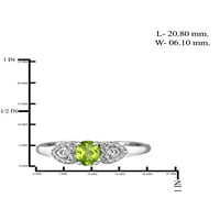Бижутериклуб Перидот Пръстен Бижута От Рожден Камък-0. Каратов Перидот 0. Стерлинги Сребърен пръстен бижута с бял диамантен акцент - скъпоценни камъни пръстени с хипоалергенни 0. Сребърна Лента