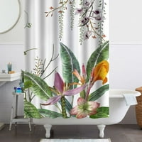 Eguiwyn душ завеса тропическа зелен душ завеса с пластмасови куки водоустойчиви душ завеса за баня тежка странична завеса за душ завеса за миене бързо суха душ завеса e 180 ×