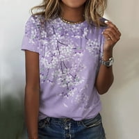 Най-Добрите Дамски Тениски Мода Печат Блуза С Къс Ръкав Кръг Врата Ежедневни Върхове