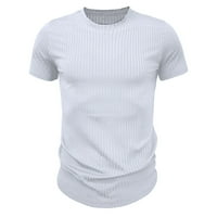 Ризи за мъже редовно годни Мода раирани ями кръг врата къс ръкав плътен цвят тениски лято стилна работа основни Топ бели и