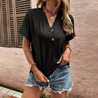 Дамски върхове ежедневно летен елегантен моден бутон с къс ръкав прости солидни женски ризи
