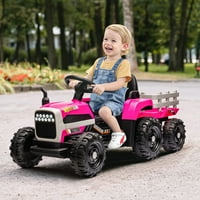 12V играчка за трактор с батерия с ремарке, каране на наземния товарач за деца с 3-Gear-изместване, червено