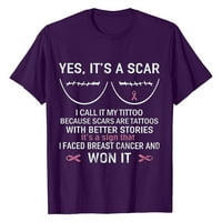 В продажба тениска за рак на гърдата за жени осъзнаване на рак на гърдата Разхлабени работни върхове с къс ръкав от блуза буква за печат тениска тениски през октомври, лилаво