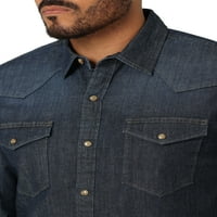 Wrangler® за мъжки дълъг ръкав тънка монтирана риза