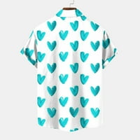 Kukoosong мъжки ризи с къс ръкав ежедневни стилни летни мъжки валентинки ден отпечатани една джобна риза Небрежно разхлабена отпечатана джобна риза синя l