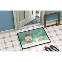 Carolines Treasures CK2060MAT Pembroke Corgi Snowman Christmas Door Mat, вътрешен килим или на открито добре дошъл мат.