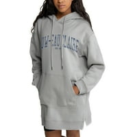 Женски геймска мода сива Уисконсин Eau Claire Blugolds Side Split Hoodie рокля