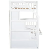 Двуетажно легло с чекмеджета за съхранение за деца, Бяло